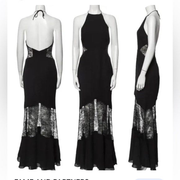 Fame and Partners Dresses & Skirts - Fame and Partners Black Lace-Panel Halter Maxi Dress